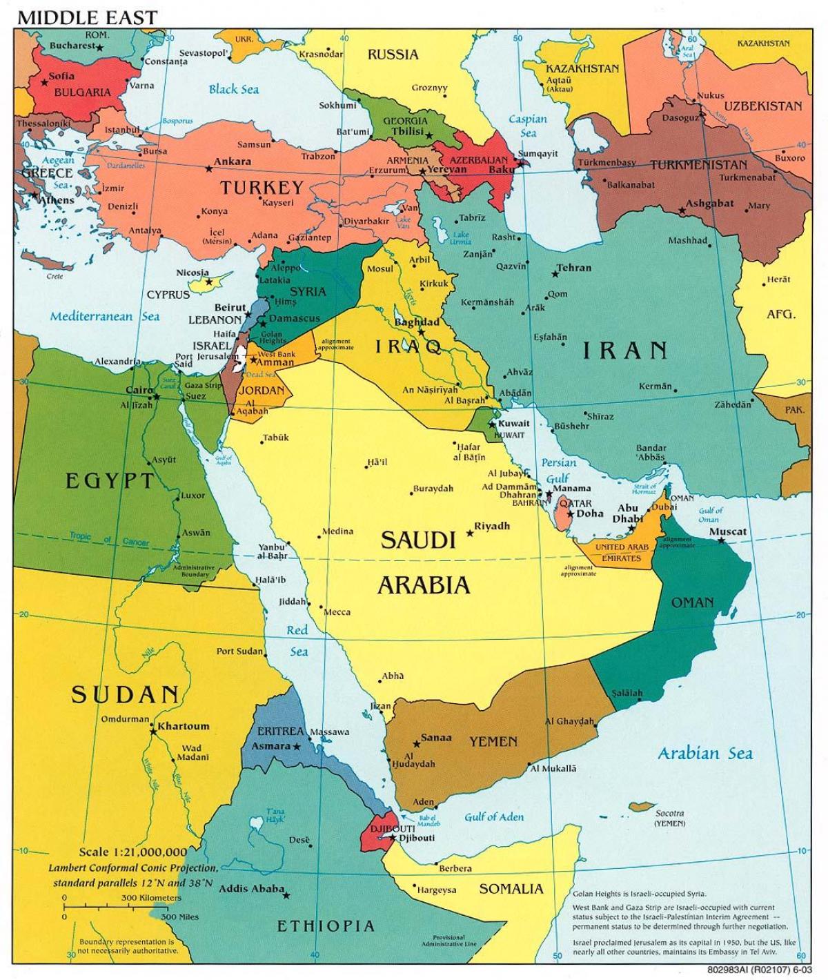 Bahrajn na Bliskim Wschodzie mapie