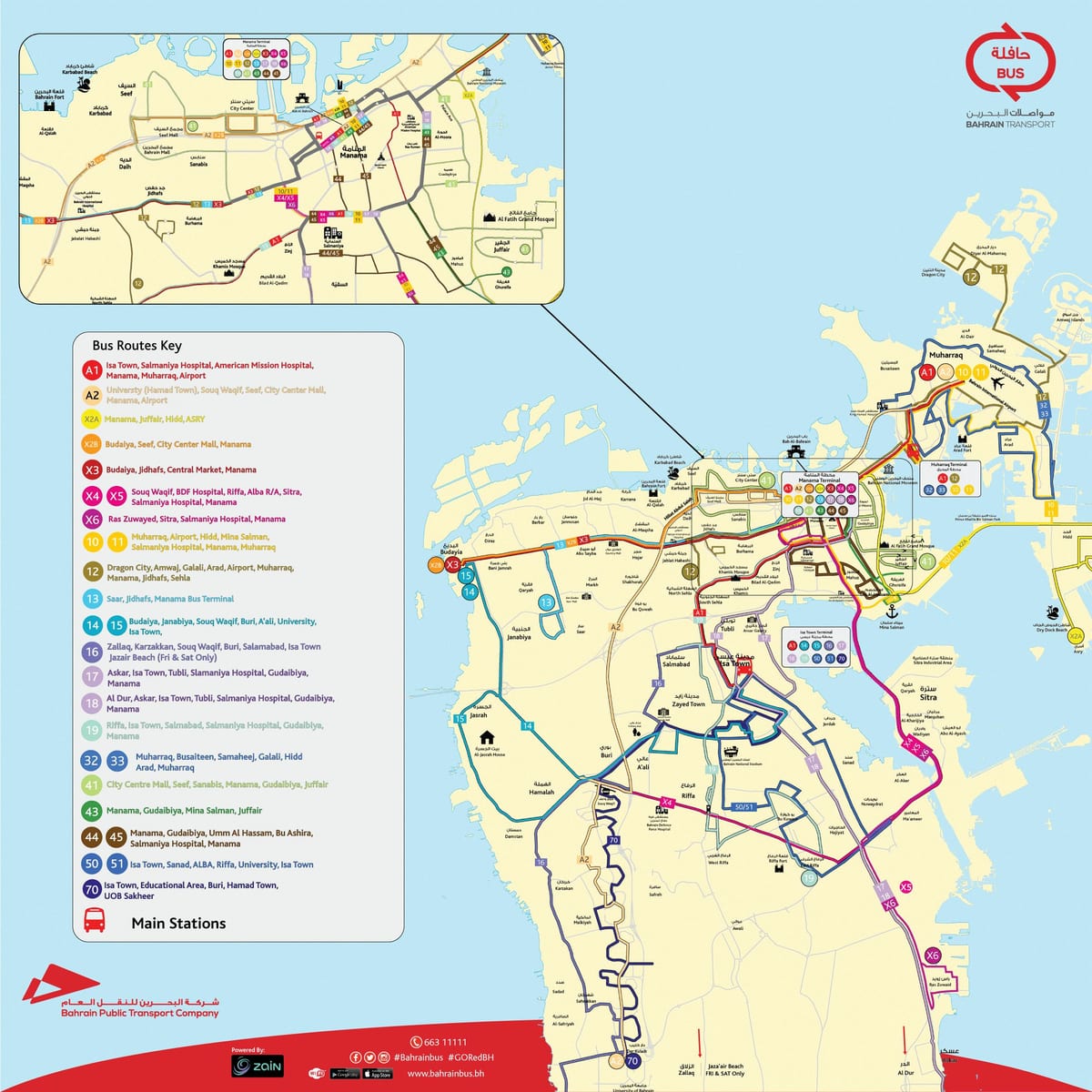 mapę przystanków autobusowych Bahrajn 