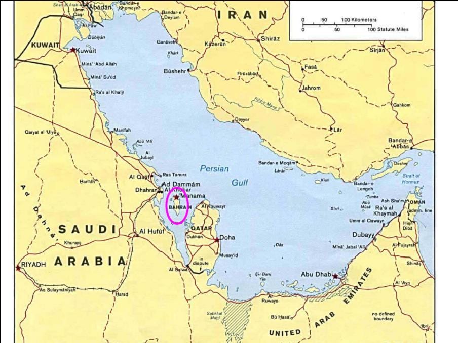 mapa wyspy Bahrajn