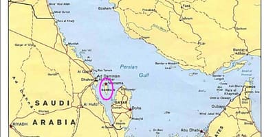 Mapa wyspy Bahrajn 